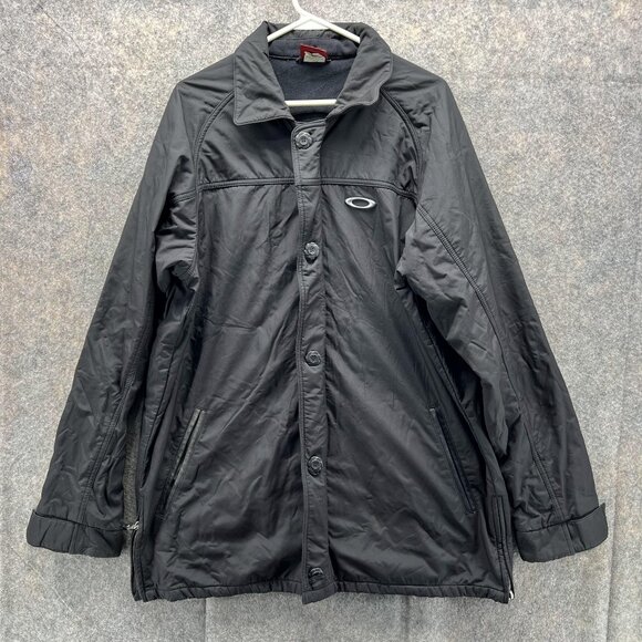 Oakley Other - Oakley Jacket Men Large Black Button Down Polyester Full Zip Coat VTG Rain Wind